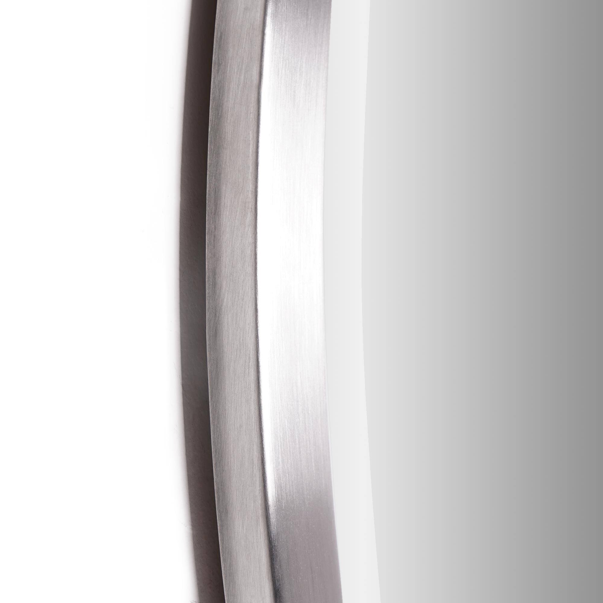 Classic Brushed Nickel Oval Metal Framed Beveled Vanity Wall Mirror - 23" x 29"